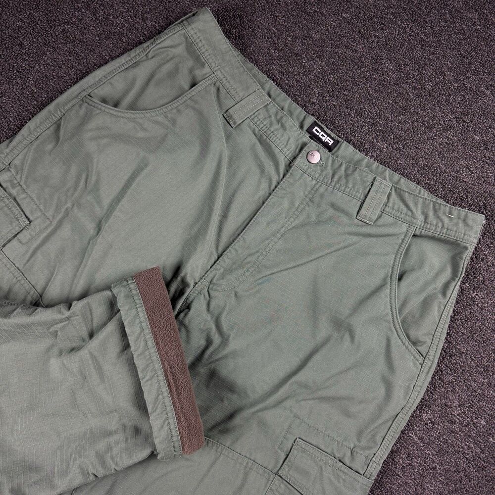 CQR Fleece Lined Flex Ripstop Tactical Cargo Utility Pants Men's 36x30 Olive